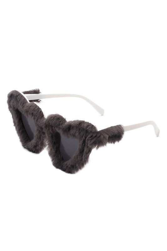 Fuzzy Plush Fashion Heart Shape Fluffy Sunglasses