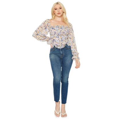 TAMIA | Floral Ruched Top